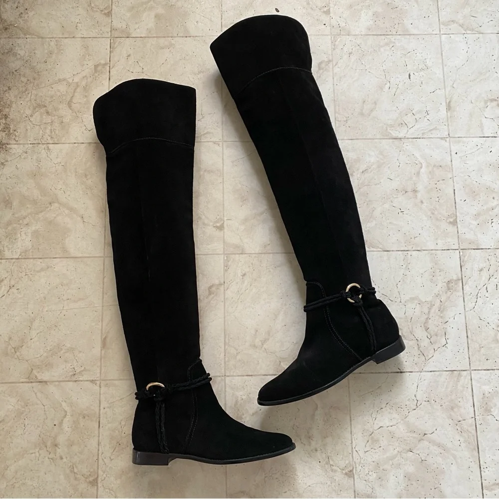 $950 NWOT Ulla Johnson Alps Black Over-the-Knee Suede Riding Tall Boots Size 9.5